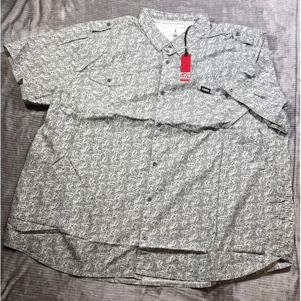 Buffalo David Bitton J-Jeans Mens 4XL Floral Paisley Button Down Shirt Grey NEW